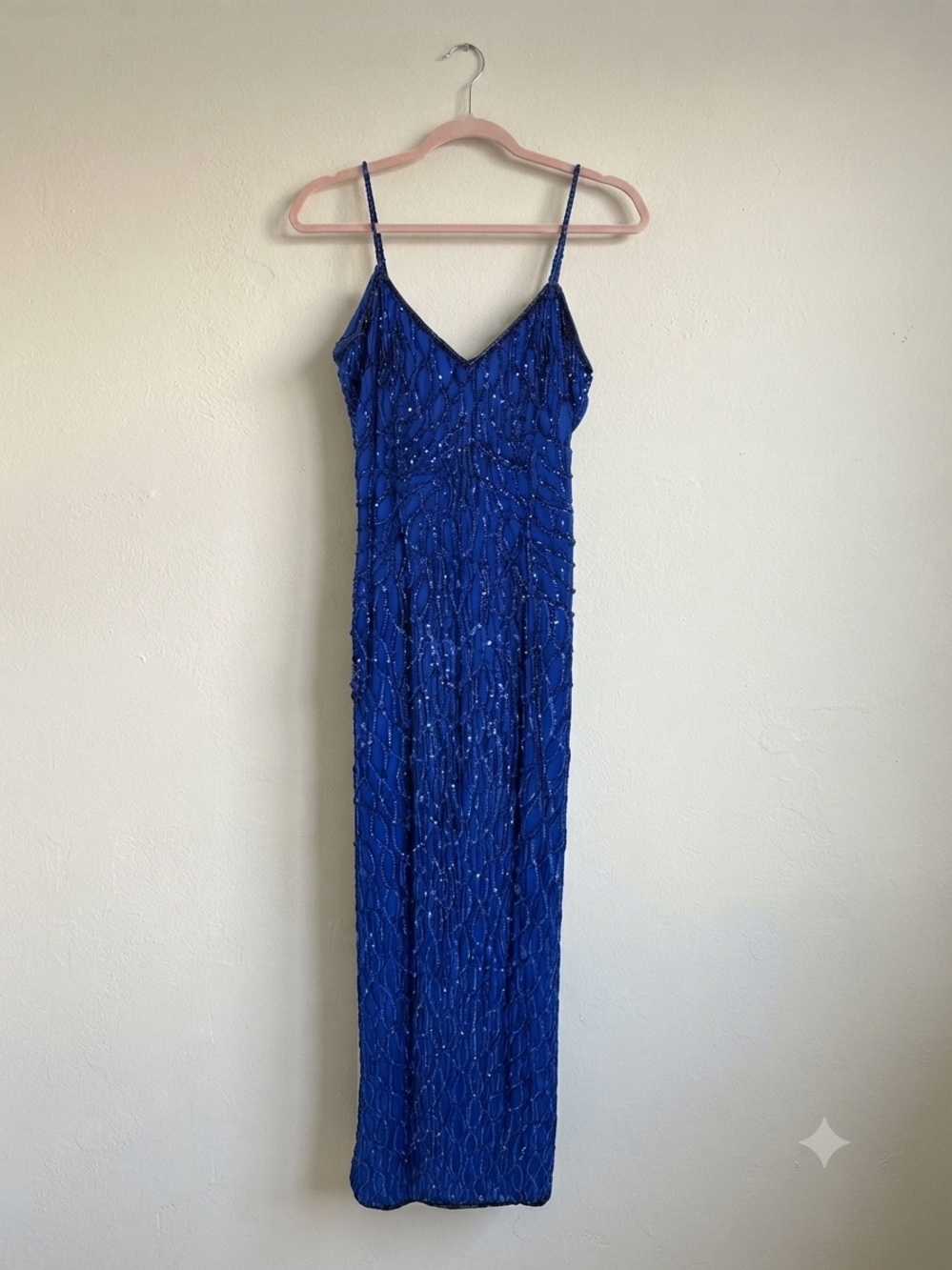 NWT Myra Riva for Laurence Kazar Blue Beaded Gown
